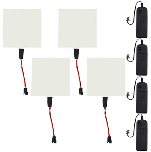 Elektrolumineszierende Paneele, EL-Platten, Licht, EL-Blätter, 10 cm x 10 cm, Ein/langsames Blinken/schnelles Blinken, 4 Stück (4 Stück, Eisblau, 10 x 10 cm)