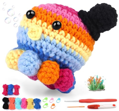 Riddur Häkelset für Anfänger, Diy-Häkelset für Anfänger, Komplettes Häkelset für Anfänger und Erwachsene, Häkel- und Strick-Starterset, Enthält Schritt-für-Schritt-Anleitung und Video-Tutorials