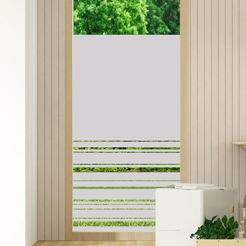 GRAZDesign Fensterfolie Streifen Blickdicht, Sichtschutz Folie Milchglasfolie für Fenster, Glastür, Scheiben lichtdurchlässig - 100x80cm / Silbergrau