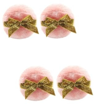 Amosfun 4stücke Puderquasten Aus Weichem Plüsch Für Hochwertige Babypflege Mit Glitzerband Für Empfindliche Hautpflege Und Make-up-anwendungen Opp-verpackung