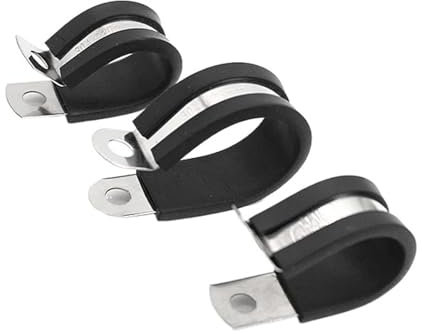 1 STÜCK R-Typ 304 Edelstahl mit Gummi ausgekleidet P-Clips Rohrschelle Kabelmontageschlauch Rohrschelle Schlauchfeste Schelle Rohrhalterung (Color : Black, Size : 40mm)