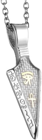 GTHIC Halskette mit Pfeilspitzen-Anhänger aus Edelstahl für Männer und Frauen, ägyptisches Auge von Ra, Ankh-Schmuck, Geschenke