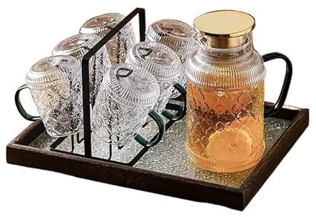 Brocca Acqua Bollitore freddo retrò in vetro resistente alle alte temperature bollitore freddo for uso domestico set di tazze for acqua bollita fresca di grande capacità teiera estiva Caraffa Acqua (