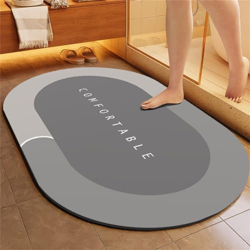 Fooyho Badematte Rutschfester Badezimmerteppich Groß Absorbierender Badteppich 80x120cm Schnelltrocknende Badematte Stein Bath Mat, Saugfähig Badvorleger rutschfest Waschbar Duschvorleger Beige