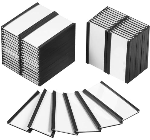 Pasdrucn 30 StückMagnetische Etikettenhalter, Magnetetiketten, Magnetschilder zum Beschriften, Beschreibbar Schmutzfrei Abnehmbar Namensschilder für Metallregal Schließfach Whiteboard (76 * 25mm)
