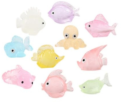 KyeeaDIY 10 Stück Leuchtende Fisch Aquarium Dekoration Thematische Ornamente Künstliche Fische Schwimmende Fischtank Dekorationen Harz winzige Fische Aquarium Fisch Tank Zubehör (10 Stück)