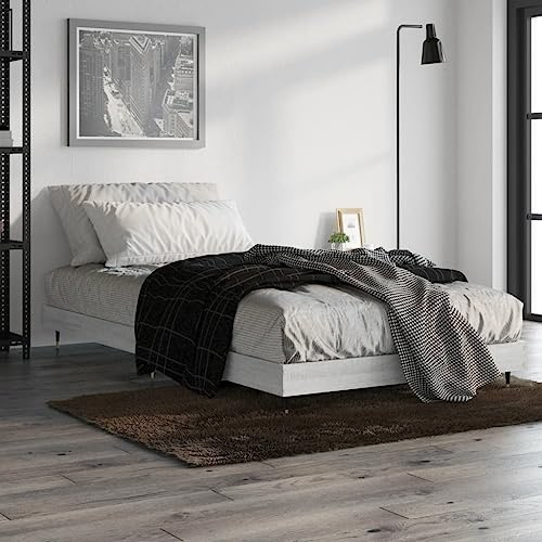 CKioict Palettenbett Modernes Bettgestell Jugendbett Bettgestell Grau Sonoma 100x200 cm HolzwerkstoffGeeignet für Gästezimmer, B&Bs, Schlafzimmer