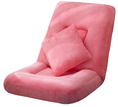 Chaiselongue-Sofa, verstellbarer, hautfreundlicher und atmungsaktiver Liegestuhl, klappbare Bodenliege mit Kissen für Wohnzimmer, Schlafzimmer, Büro, abnehmbar, waschbar (Farbe: Rosa, Größe: