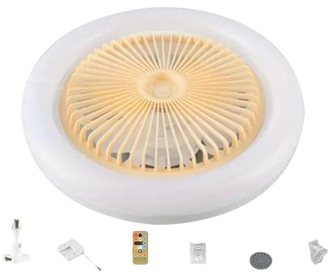 Renchey Ventilador de techo con luz, Ventilador Silencioso con Mandos a Distancia 30W, Ventilador con Luz Lámpara LED, Pequeno 3 Aspas Luz Ventilador Techo LED, 26cm Ventilador de Techo