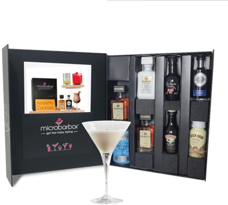 MicroBarBox Amaretto Cocktails Gift Set in a Premium Luxury Gift Box | Features Disaronno Amaretto, Baileys Irish Cream | Christmas, Birthday Gifts