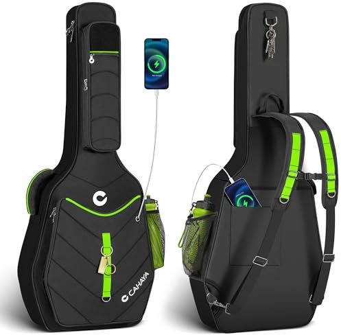 CAHAYA Gepolsterte Softshell Gitarrentasche Akustikgitarre - 12mm Dicke Gigbag Gitarre Rucksack mit Vordertaschen, Gesäßtaschen, Seitentaschen Modisch Gitarrentasche für 40 41 42 Zoll Gitarren