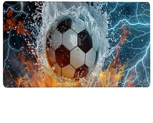 Gaming Mauspad XXL 1200 x 600 x 3 mm Übergröße Groß Mousepad XXL Fußball mit Wasserdichter Oberfläche schwarz und weiß Schreibtischunterlage mit Rutschfester Gummiunterseite Gaming Zubehör 2-W
