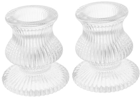 MAGICLULU 1 Satz Kerzendekorationen Weihnachtsdeko Kerzenständer Kerzenhalter Tischkerzen Herzstück Hohe Leuchterhalter Kandelaber-mittelstücke Für Tische Inhaber Transparent Glas 2st