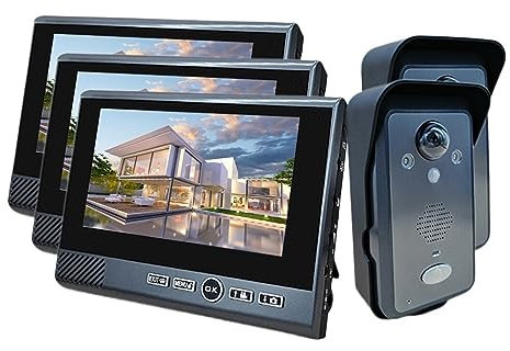 7 Inch Wireless Video Intercom in Private House Punch-Free Interphone Doorbell Video Entry Phone Intercoms for The Apartment Easy Installation (Size : 818-2D-3S) (8182D3S)