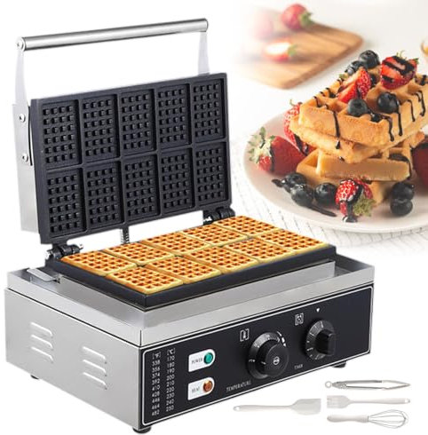 pealiritansemen Waflera De Acero Inoxidable De Alta Resistencia,Placas Dobles Comerciales De 1550 W con Controles Digitales, Catering,Hoteles, Desayunos Y Postres Caseros para Familias
