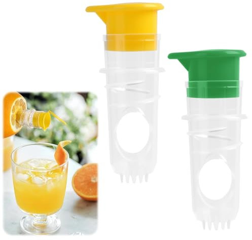 Exprimidor manual de limones, 2 unidades, exprimidor portátil con filtro y recipiente de zumo, exprimidor de cítricos con tapón de rosca para limones, naranjas, mandarinas y otros cítricos