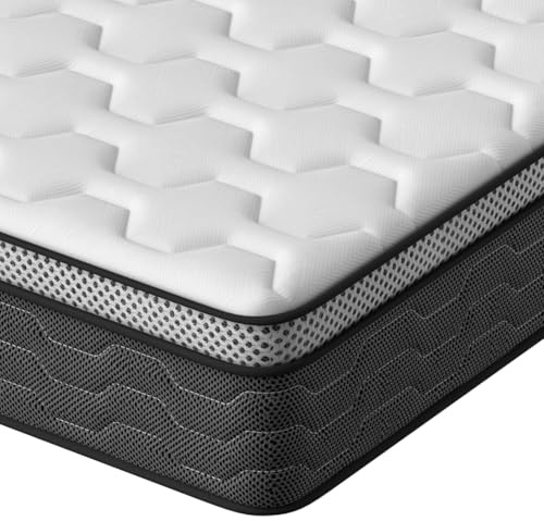 DEWINNER King Size Mattresses | 10 Inch Memory Foam Mattress | 7 Zone Orthopedic Pocket Sprungs Foam Hybrid | Medium Firm Motion - 150x200x25 cm