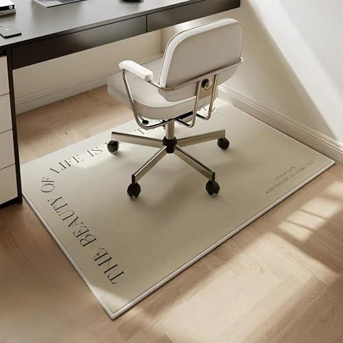 Highdi Alfombrilla para Silla de Oficina, Rectángulo Protector Suelo Silla Ruedas Antideslizante Resistente a los Arañazos, Alfombrilla de Protección para Suelos Duros (Blanco Roto,90x120cm)
