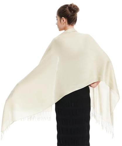 Kunoli Pashmina Shawls And Wraps for Women, Cashmere Feel Ladies Scarf, 70x200cm Large Wedding Shawls and Wraps for Evening Dresses Bridesmaid Gifts (Cream)
