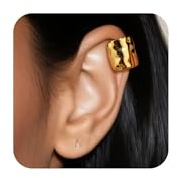 ALEXCRAFT Chunky Ear Ohrclips Dicke Creolen Cuff Clip Ohrringe für Damen | Ohrclip Creolen Chunky Groß Breit Dick Klobig Ohrmanschette Ohne Ohrloch Fake Ear Cuff Clip Ohrringe Ohrklemme Damen Herren