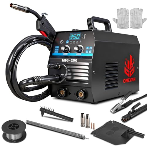 ONEVAN MIG Schweißgerät 250A IGBT Inverter Kombigerät 3-in-1 Fülldraht SYN/MMA/TIG Schweißgerät mit Digitalanzeige, vollsynergisches Lichtbogenschweißen, tragbar für Profis & DIY