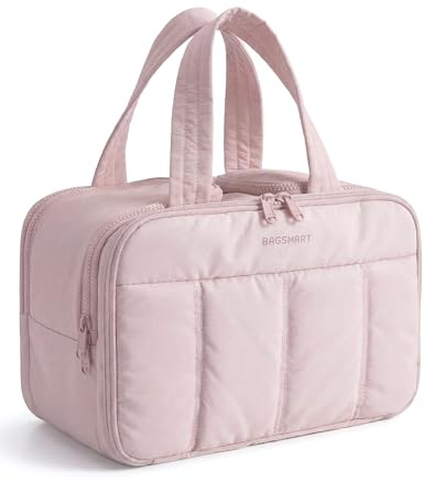 bagsmart Travel Toiletry Bag for Women, Extra Large Makeup Wash Bag, Pink