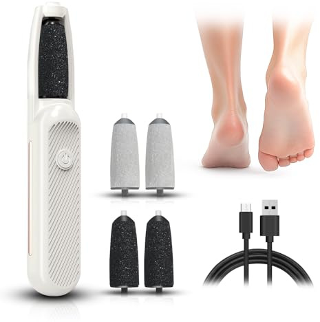 ONGNIUU Lime électrique rechargeable pour pieds avec 4 rouleaux, 3 vitesses, IPX7 étanche, pédicure professionnelle à domicile pour peaux sèches, mortes et talons fissurés