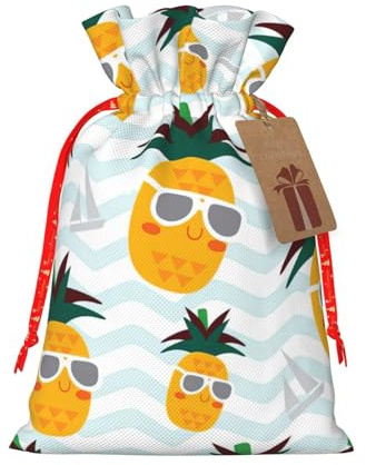 Bolsas de regalo con cordón de Navidad con estampado de piña, saco festivo de Navidad, fiesta de cumpleaños, embalaje de regalo