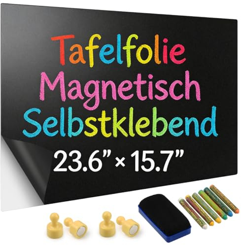 POUMUE 40×60cm Film Tableau Noir Rouleau, Tableau Craie Mural avec 6 Craies, Tableau Noir Magnétique Effaçable Tableau Noir craie, Film Tableau Magnétique Autocollant pour La Maison L'école Le Bureau