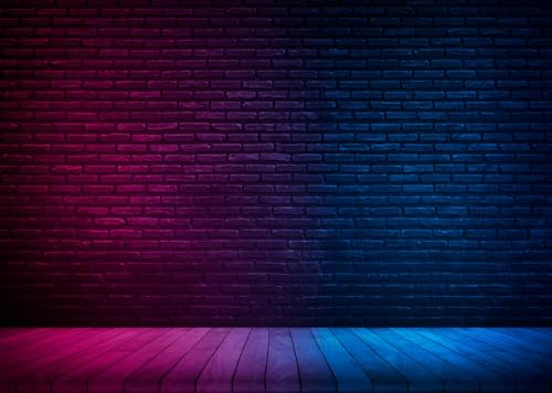 CORFOTO 6x3m Neon Brick Wall Backdrop Fabric Pink Blue Gradient Light Pattern Urban Street Theme Background Decor for Birthday Party Live Stream Photo Booth Prop