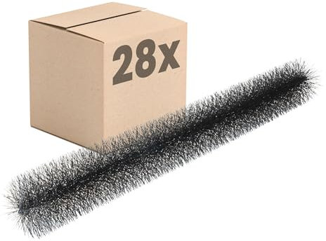 INEFA 28x Dachrinnenbürste 12cm Rinnenraupe Laubschutz 120cm, PVC Schwarz Marderschutz Dachrinne, Dachrinnenschutz, Dachrinnenzubehör