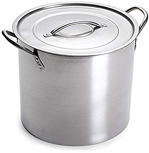 5 Gallon Stainless Steel Stock Pot with Lid, 12.5 x 12.5 x 11.5