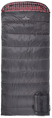 TETON Sports Celsius XL – 25F sovsäck; sovsäck för kallt väder, perfekt för familjecamping; gratis kompressionssäck, höger dragkedja, grå, 230 cm x 91 cm