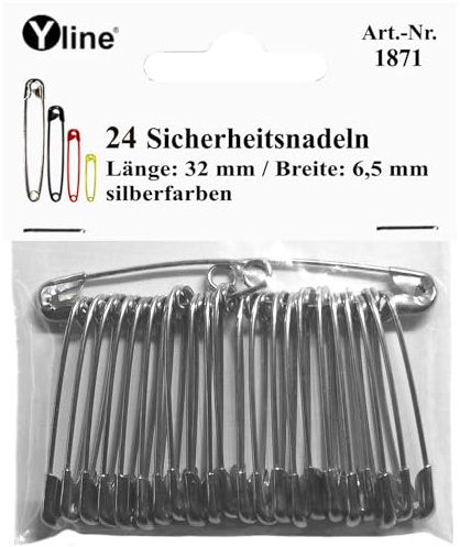 Säkerhetsnålar silverfärger, storlekar: från 15 mm till 76 mm, säkerhetsnål, nålar, 1867-77