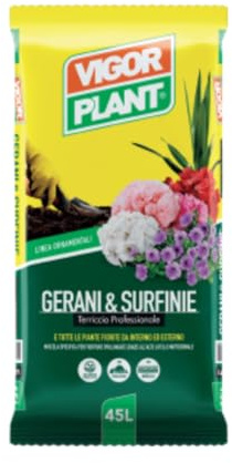 Vigorplant Terriccio per Gerani e Surfinie confezione da 45 L