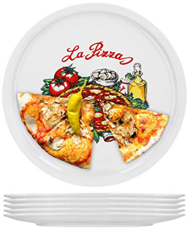 Van Well Napoli Set di 6 piatti da pizza in porcellana, diametro 30,5 cm, con motivo