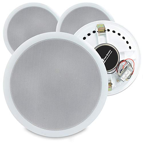 Power Dynamics CSPB8 8 Ceiling Speakers (Set of 4) - 2-Way In-Ceiling Speakers with 100W RMS, Low-Profile Design, Easy Installation, Perfect for Home Audio, Office, and Commercial Sound Systems