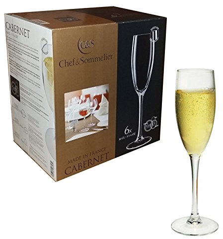 Chef & Sommelier Cabernet Line Pack of 6 Champagne Flutes - 16 cl, for Prosecco, Spumante, Champagne