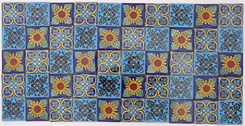 Tumia LAC Handgefertigte Mexikanische Talavera Fliesen Authentischer Stil Blue Tones Keramikfliesen für Kunsthandwerk, Küchenrückwand, Wandfliesen - 50er-Packung