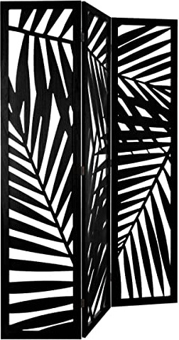 Atmosphera - Paravent Feuille - Bois - Noir H170 cm