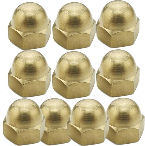 M4 Solid Brass Dome Nuts, Pack of 10 – DIN 1587 Hex Acorn Cap Nut for Antique Restoration, Electrical, Decorative, Furniture & Marine Use