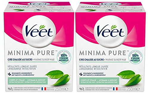 Veet Minima Zuckerwachs – 100 % Inhaltsstoffe natürlichen Ursprungs für langanhaltende Weichheit – Grüner Tee (2 Stück)