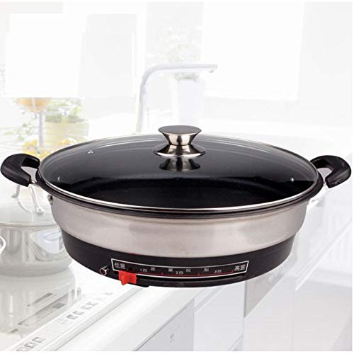 Sartén eléctrica multifuncional para uso doméstico de acero inoxidable de gran calibre-38 recubierto