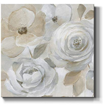 Square Premium Gallery Wrapped Canvas Flower Multicolor Wall Art Abstract Floral Romance Modern Pictures Print for Home Office, Ready to Hang