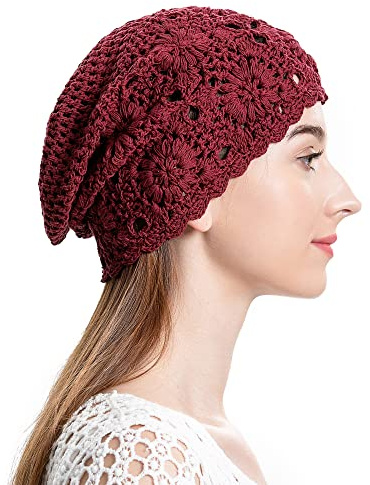 ZLYC Damen Sommer Strickmützen Handgemacht Häkelmütze Slouch Beanie Mütze | Baumwolle Atmungsaktives