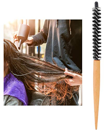Mini Rundbürste Nylonborsten Kurzes Haar Styling, Holzgriff Haarbürste Spezial Rund,Friseurkamm Rundflaschenbürste Friseurwerkzeug für dünnes Haar Pony Bart Styling Lifting Curling (1# 16mm)