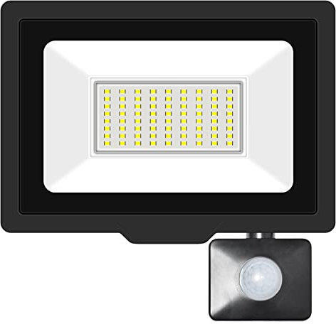 Willpower Foco LED Exterior 50W Proyector LED con Detector de Movimiento Impermeable IP66 Luces LED Exterior 6000K Blanco Frío Luz de Inundación Seguridad para Garaje Patio Jardín Terraza Parque