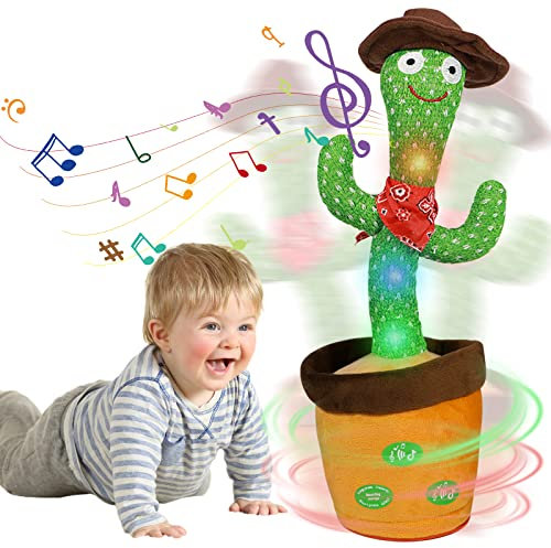 Cactus Qui Danse et Répète,Éclairage,Répète ce Que Tu Dis,Jouet Cactus Éducatif Interactif,120 Chansons, Contrôle du Volume, Cadeaux Amusants pour Les Enfants et Décoration