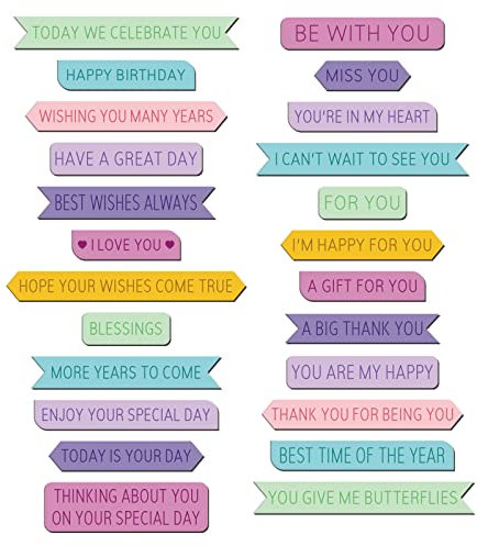 INFUNLY 24pcs Shadow Words Frame Cutting Dies Happy Birthday Words Metal Die Cuts Best Wishes Inspirational Word Die Cuts Embossing for Card Making Birthday Party DIY Craft Scrapbooking