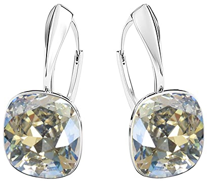 Square 12 mm 44 Farben Wunderbar Hängend Ohrringe 925 Silber Österreichische Zirkonia - Schmuck für Frauen und Mädchen - Hängeohrringe Ideal für Geschenke für Frauen (Moonlight)